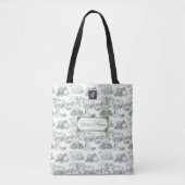 WHEATEN Terrier Green Toile w/Custom Name Tote Bag (Voorkant)