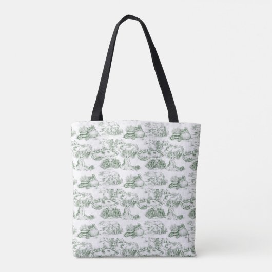 WHEATEN Terrier Green Toile w/Custom Name Tote Bag (Achterkant)