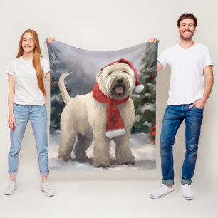 Wheaten Terrier-hond in de sneeuw Kerstmis Fleece Deken