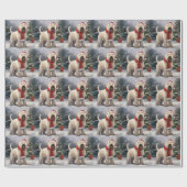 Wheaten Terriër Hond in Sneeuw Kerstmis Cadeaupapier (Vlak)