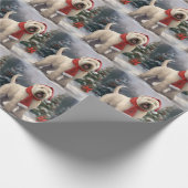 Wheaten Terriër Hond in Sneeuw Kerstmis Cadeaupapier (Hoek)