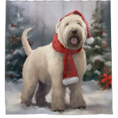 Wheaten Terriër Hond in Sneeuw Kerstmis Douchegordijn (Voorkant)