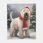 Wheaten Terriër Hond in Sneeuw Kerstmis Fleece Deken (Voorkant)