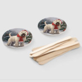 Wheaten Terriër Hond in Sneeuw Kerstmis Handwaaier (Niet-gemonteerd)