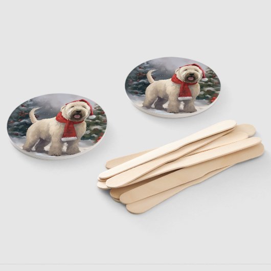 Wheaten Terriër Hond in Sneeuw Kerstmis Handwaaier (Niet-gemonteerd)