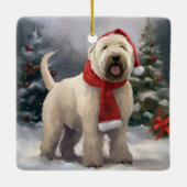 Wheaten Terriër Hond in Sneeuw Kerstmis Keramisch Ornament (Achterkant)