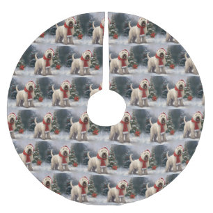 Wheaten Terriër Hond in Sneeuw Kerstmis Kerstboom Rok