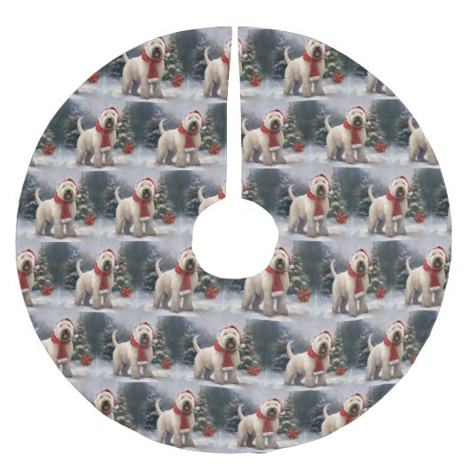 Wheaten Terriër Hond in Sneeuw Kerstmis Kerstboom Rok (Voorkant)