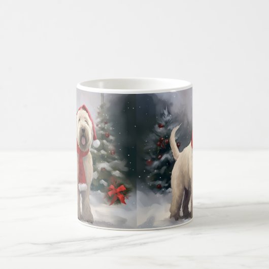 Wheaten Terriër Hond in Sneeuw Kerstmis Koffiemok (Center)