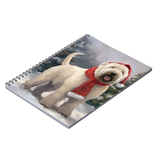 Wheaten Terriër Hond in Sneeuw Kerstmis Notitieboek (Linkerzijde)