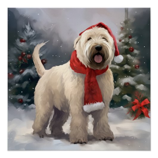 Wheaten Terriër Hond in Sneeuw Kerstmis Perfect Poster (Voorkant)