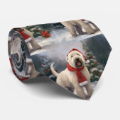 Wheaten Terriër Hond in Sneeuw Kerstmis Stropdas (Opgerold)