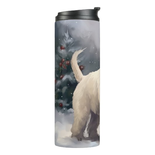 Wheaten Terriër Hond in Sneeuw Kerstmis Thermosbeker (Gedraaid links)