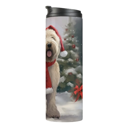Wheaten Terriër Hond in Sneeuw Kerstmis Thermosbeker (Geroteerd rechts)