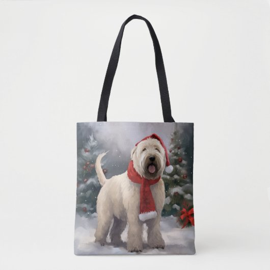 Wheaten Terriër Hond in Sneeuw Kerstmis Tote Bag (Voorkant)