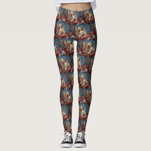 Wheaten Terrier Hond Kerst Feestelijk Leggings (Voorkant)