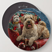 Wheaten Terrier hond Kerst Feestelijk Ronde Button 6,0 Cm (Voorkant /achterkant)
