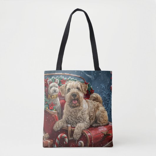 Wheaten Terrier Hond Kerst Feestelijk Tote Bag (Voorkant)