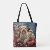 Wheaten Terrier Hond Kerst Feestelijk Tote Bag (Achterkant)