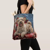 Wheaten Terrier Hond Kerst Feestelijk Tote Bag (Dichtbij)