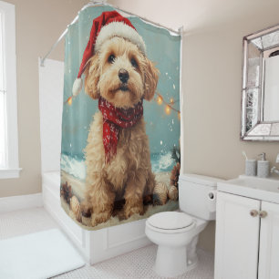 Wheaten Terrier Hond Kerstmis Vintage Strand Douchegordijn