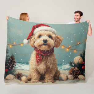 Wheaten Terrier Hond Kerstmis Vintage Strand Fleece Deken