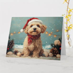 Wheaten Terrier Hond Kerstmis Vintage Strand Kaart