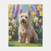 Wheaten Terrier Hond Lente Bloemen Schilderij Fleece Deken (Voorkant)