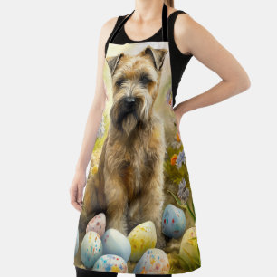 Wheaten Terrier-hond met Pasen-eieren Vakantie  Schort