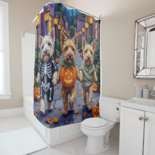 Wheaten Terrier Honden In Halloween Kostuums Douchegordijn