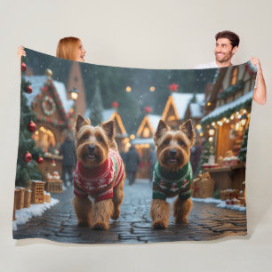 Wheaten Terrier Honden Kerst Sneeuw Vakantie Fleece Deken