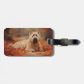 Wheaten Terriër in de herfst laat Herfst inspirere Bagagelabel (Achterkant horizontaal)