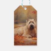 Wheaten Terriër in de herfst laat Herfst inspirere Cadeaulabel (Achterkant)