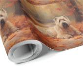 Wheaten Terriër in de herfst laat Herfst inspirere Cadeaupapier (Rol Hoek)