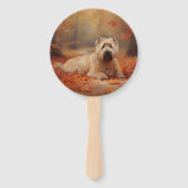 Wheaten Terriër in de herfst laat Herfst inspirere Handwaaier (Achterkant)