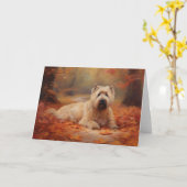 Wheaten Terriër in de herfst laat Herfst inspirere Kaart (Gele Bloem)