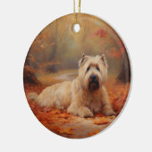 Wheaten Terriër in de herfst laat Herfst inspirere Keramisch Ornament (Links)