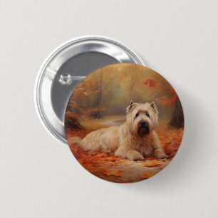 Wheaten Terriër in de herfst laat Herfst inspirere Ronde Button 5,7 Cm