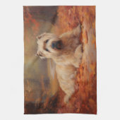 Wheaten Terriër in de herfst laat Herfst inspirere Theedoek (Verticaal)