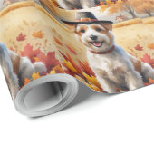 Wheaten Terrier in de herfst verlaat Thanksgiving Cadeaupapier (Rol Hoek)