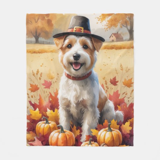 Wheaten Terrier in de herfst verlaat Thanksgiving  Fleece Deken (Voorkant)