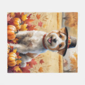 Wheaten Terrier in de herfst verlaat Thanksgiving  Fleece Deken (Voorkant (Horizontaal))