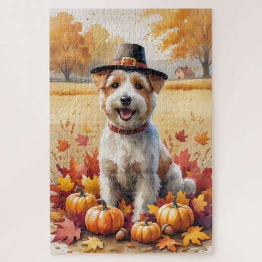 Wheaten Terrier in de herfst verlaat Thanksgiving  Legpuzzel (Verticaal)