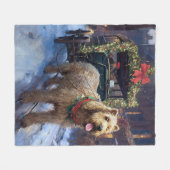 Wheaten Terrier Kerst Feestelijke Periode Fleece Deken (Voorkant (Horizontaal))