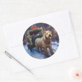 Wheaten Terrier Kerst Feestseizoen Ronde Sticker (Envelop)