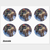 Wheaten Terrier Kerst Feestseizoen Ronde Sticker (Vel)