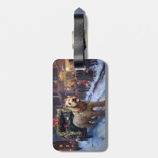 Wheaten Terrier Kerstfeest Seizoen Bagagelabel (Achterkant verticaal)