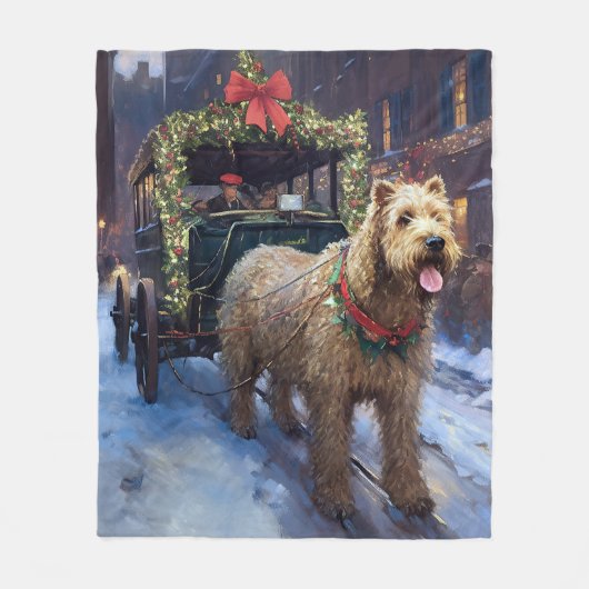 Wheaten Terrier Kerstfeest Seizoen Fleece Deken (Voorkant)