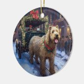 Wheaten Terrier Kerstfeest Seizoen Keramisch Ornament (Links)