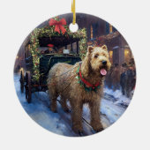 Wheaten Terrier Kerstfeest Seizoen Keramisch Ornament (Achterkant)